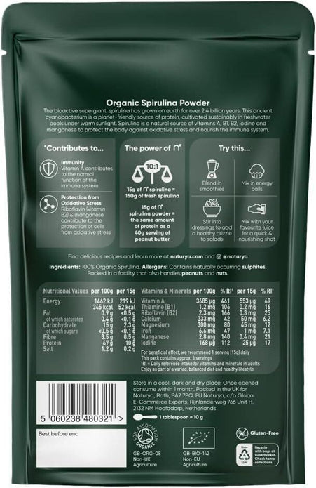 Naturya Organic Spirulina Powder - 100g, Nutrient-Rich Superfood Supplement