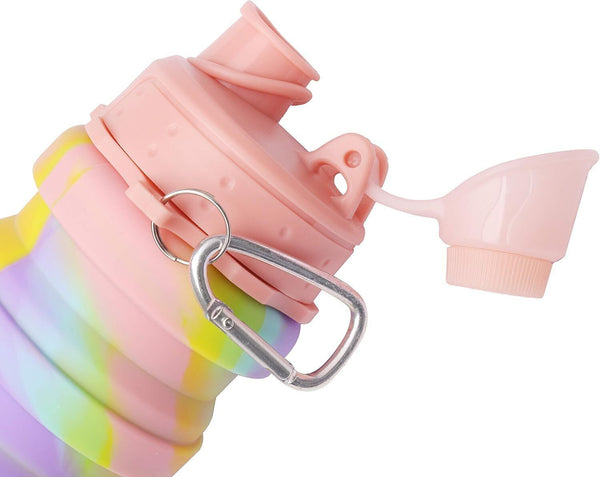 Nuoshen Collapsible Water Bottle Kids Silicone Drink Bottle Pink