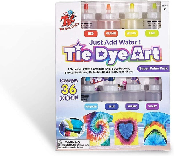 TBC the Best Crafts 8 Colours Tie Dye Kit. Super Value Pack, with Bonus Refills