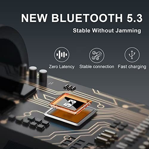 Bluetooth 5.3 Wireless Earbuds, 42H Playtime, 4 Mics, Black-Blue