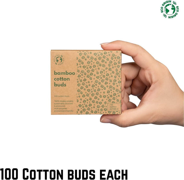 400 Bamboo Cotton Buds - Eco-Friendly, Biodegradable Q Tips, Recycled Packaging