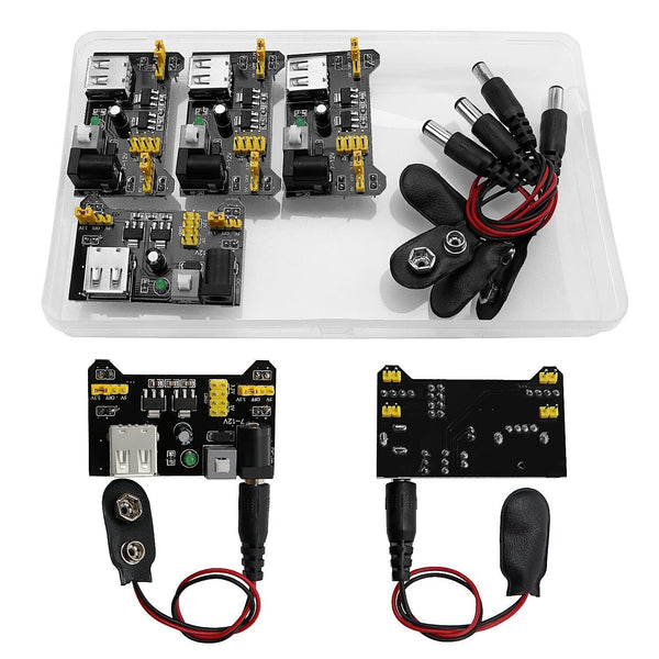 VooGenzek 4 PCS 3.3V/5V Solderless Breadboard Power Supply Module DC 6.5-12V USB