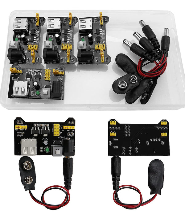 VooGenzek 4 PCS 3.3V/5V Solderless Breadboard Power Supply Module DC 6.5-12V USB