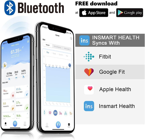 INSMART Body Fat Scales, Bluetooth Digital Scales with App for Weight & BMI
