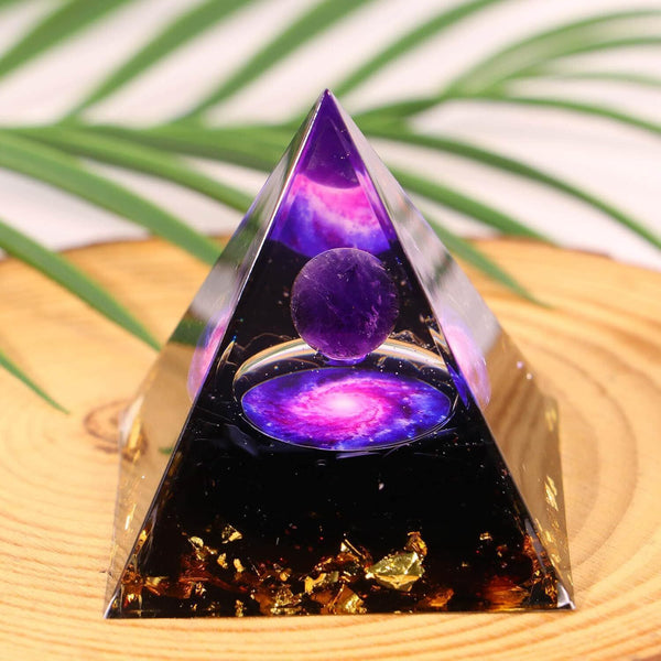 Divani Amethyst Orgone Pyramid 5cm, Reiki Healing Crystal Energy Tower