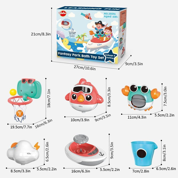 Baby Bath Toy Set,  5 Piece Adorable Water Toys Including Bird, Crab, Cloud...