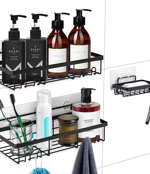 Malajess Shower Caddy (3 Pack) Adhesive Rustproof Shelf for Bathroom & Kitchen