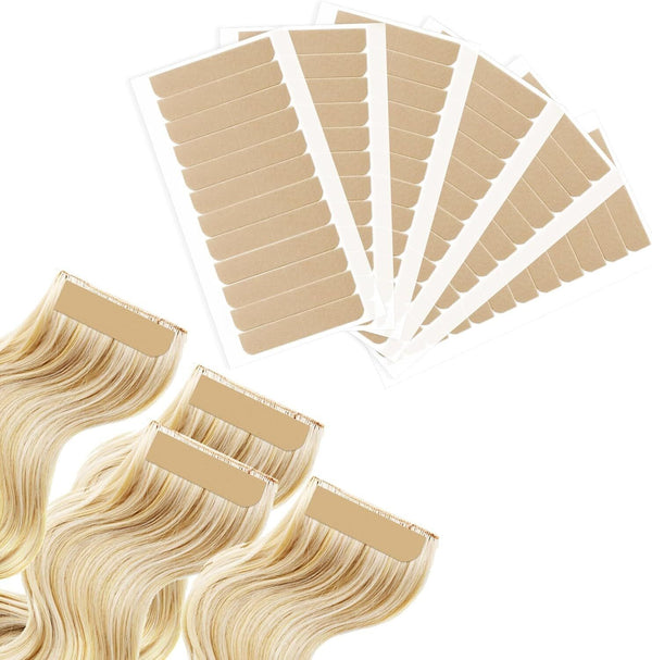 144PCS Hair Extension Tape Tabs - Double-Sided Waterproof Wig Tapes Brown