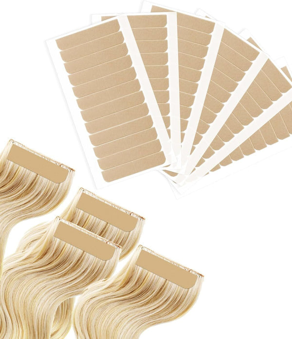 144PCS Hair Extension Tape Tabs - Double-Sided Waterproof Wig Tapes Brown