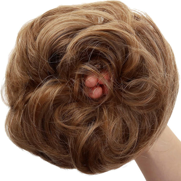 JJstar Messy Hair Bun Scrunchies - Brown & Blonde, Curly/Wavy Accessories