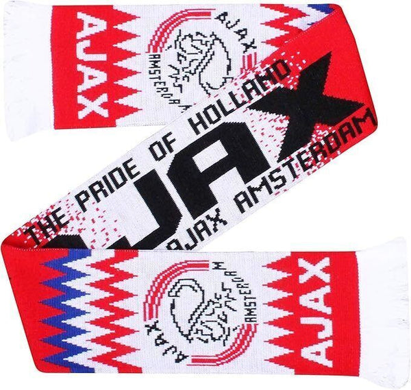 AFC Ajax Scarf with Amsterdam Crest, 100% Acrylic Football Fans Scarf