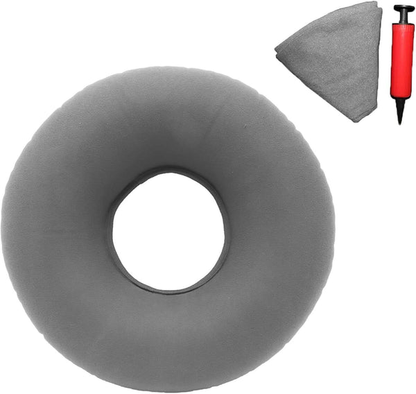 TUAKIMCE Donut Cushion Seat Grey, Pain Relief, Air Pump Included