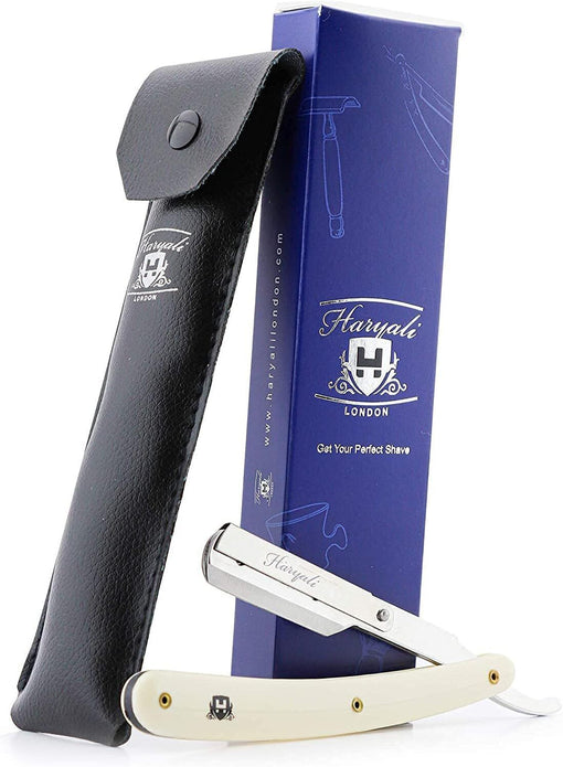 Haryali Straight Cut Throat Shaving Razor for Barber, Salon, Beard, Ivory Colour