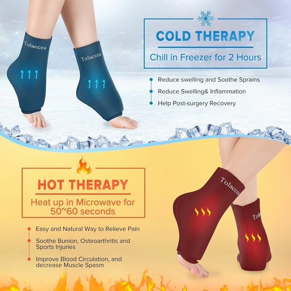 Reusable Ankle Foot Ice Pack Wrap - Cold/Hot Therapy for Injuries