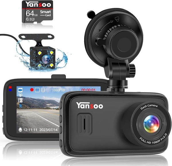 YANSOO 1080P Dual Dash Cam - Front & Interior, FHD Super Night Vision