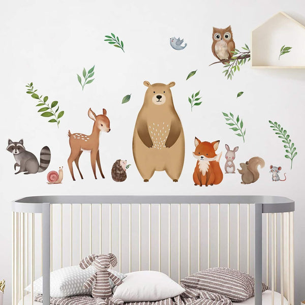 Woodland Animals Wall Decals � Bear Fox Deer Nursery & Kids Room Decor