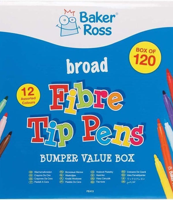 Baker Ross 144 Broad Tip Marker Pens, Colouring Art Pens for Kids, Party Favors