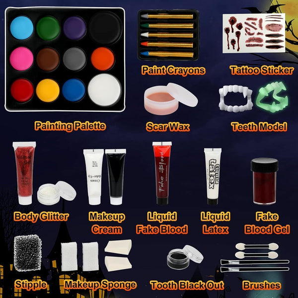 Flybay Halloween Face Paint Set  Water-Based Makeup Kit for Kids & Adults