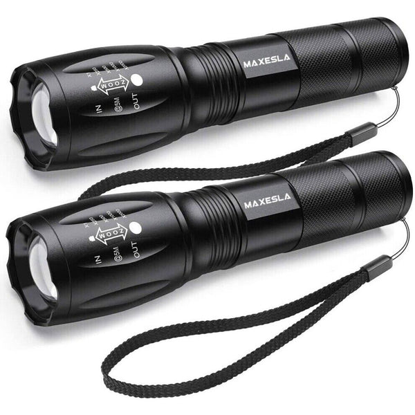 LED Torch 2000 Lumens, 5 Modes, Super Bright, Water-Resistant, 2 Pack