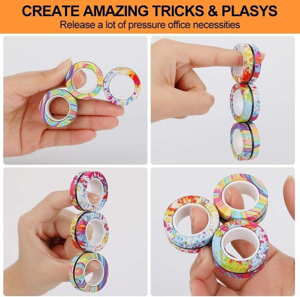 Magnetic Fidget Rings - Stress Relief Toys for Kids 4+ - Graffiti Design