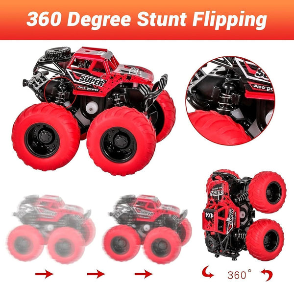 2PCS Monster Inertia Trucks 360 Rotation Pullback Off-road Cars  Xmas Gift