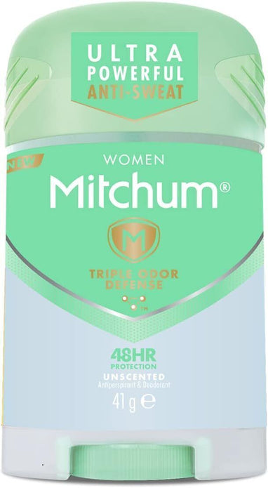 2 PACK Mitchum Unscented 48Hr Antiperspirant Deodorant Stick 41g Women