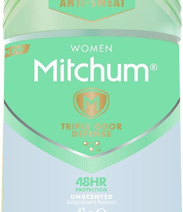 2 PACK Mitchum Unscented 48Hr Antiperspirant Deodorant Stick 41g Women