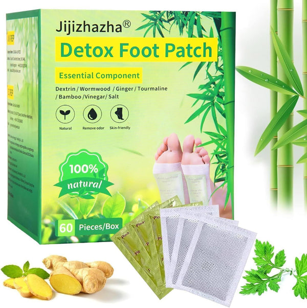 60pcs Natural Bamboo Vinegar Detox Foot Pads, Improves Sleep Quality