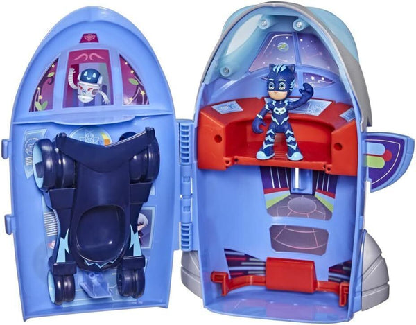 PJ MASKS 2-in-1 Headquarters & Rocket Playset with Action Figure  Ages 3+