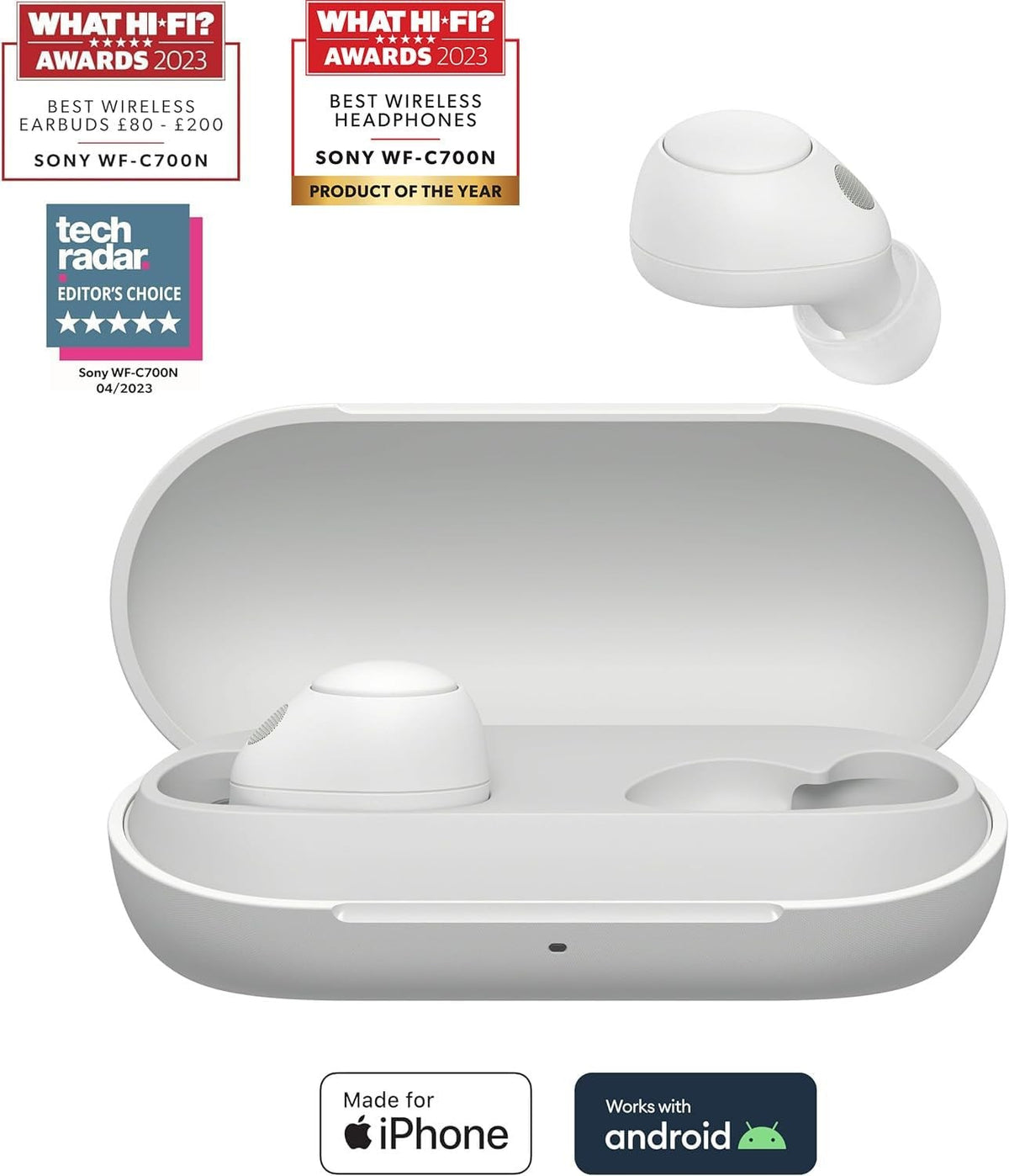 SONY WF-C710N Wireless Bluetooth Noise-Cancelling Earbuds - White