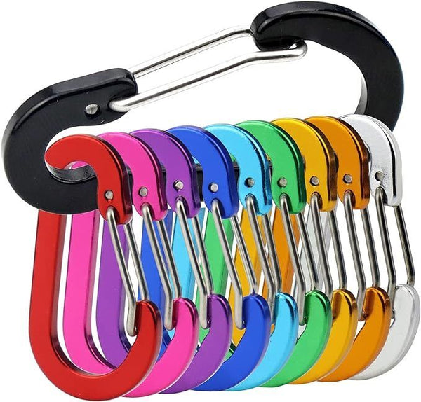 Nanaborn Mini Aluminum Carabiner Lightweight D-Shape Spring Clips (10Pcs)