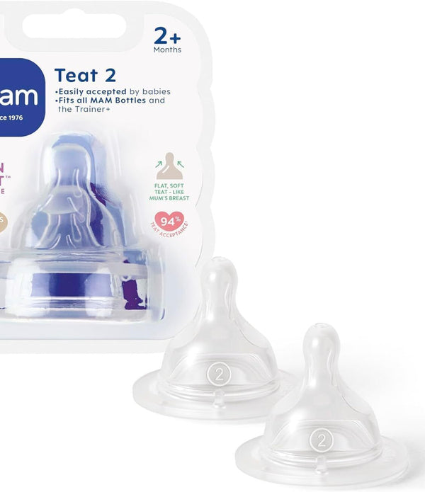 MAM Teats Size 2 - Medium Flow for 2+ Months, 2 Pack