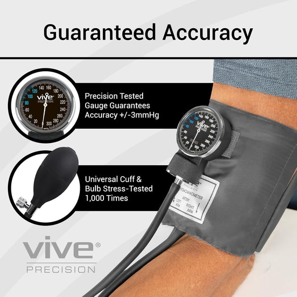 Vive Precision Aneroid Sphygmomanometer Manual Blood Pressure Cuff and Case
