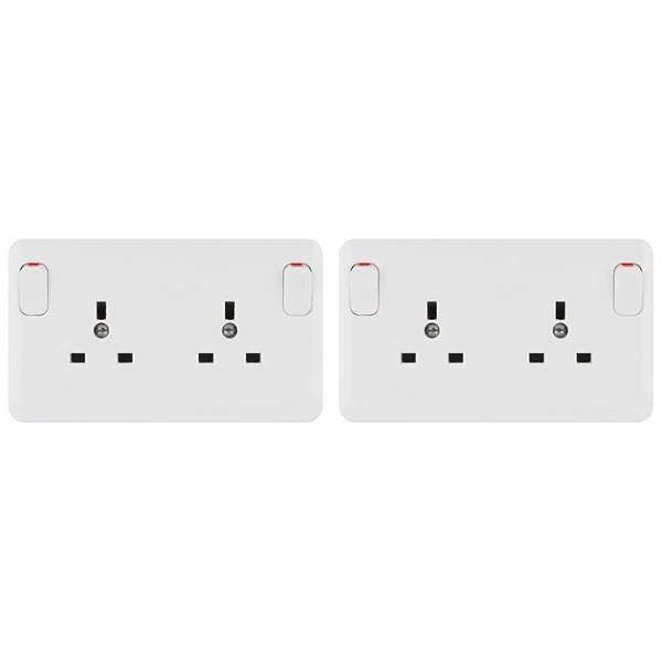 Schneider Electric Switched Single to Double Socket Converter 13A White 2 Pack