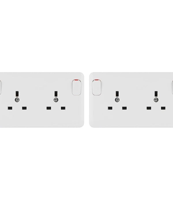 Schneider Electric Switched Single to Double Socket Converter 13A White 2 Pack