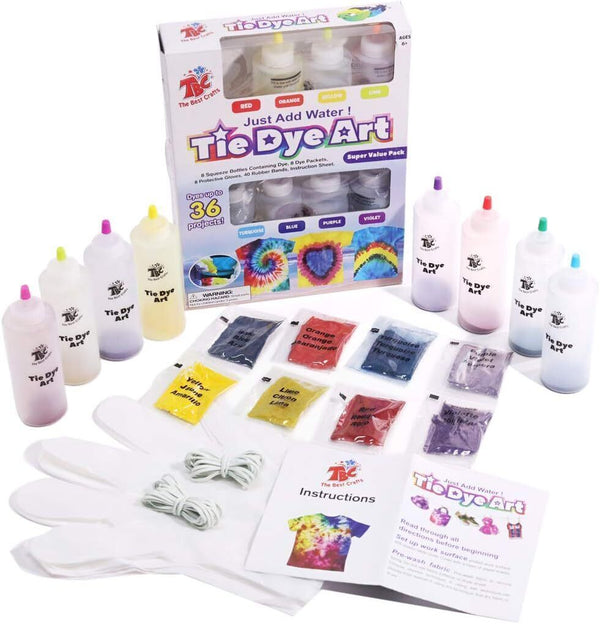 TBC the Best Crafts 8 Colours Tie Dye Kit. Super Value Pack, with Bonus Refills