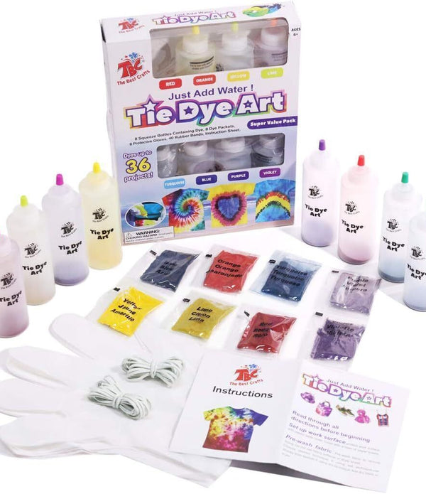 TBC the Best Crafts 8 Colours Tie Dye Kit. Super Value Pack, with Bonus Refills