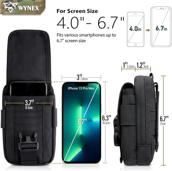 WYNEX Tactical Compass Phone Pouch, Large Molle Smartphone Holster Case