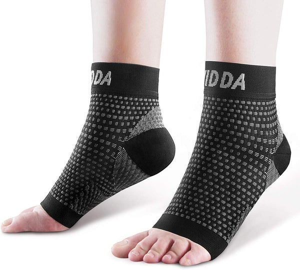 Plantar Fasciitis Socks 1 PAIR, Compression Foot Sleeves for Sport, Black Medium