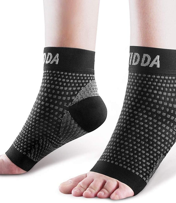 Plantar Fasciitis Socks 1 PAIR, Compression Foot Sleeves for Sport, Black Medium