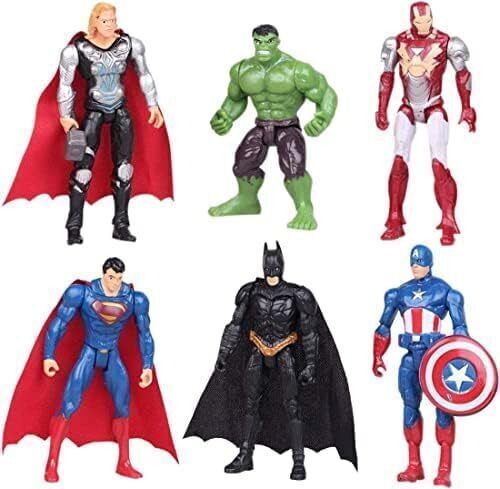 Avengers Cake Decoration, 6-Piece Cake Topper Set, Superheroes Figures, Birthday