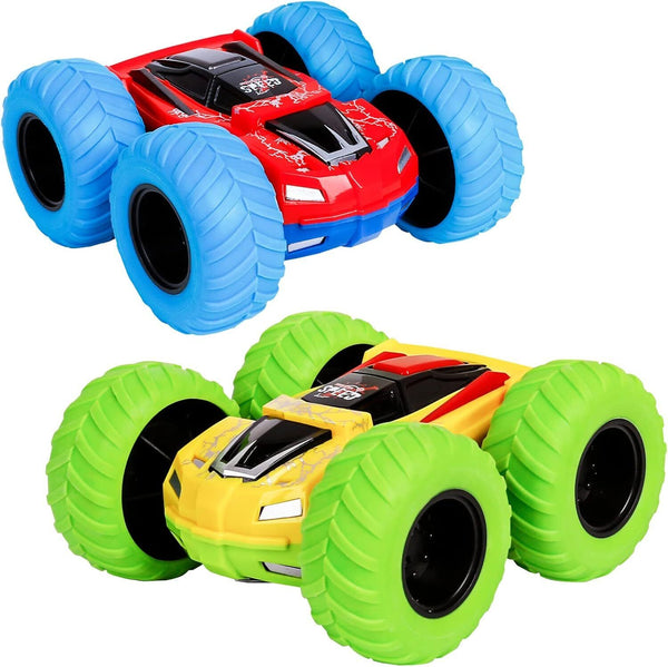 Zimoon Pull Back Car Monster Truck, Inertia Friction Powered Toy, Blue & Green