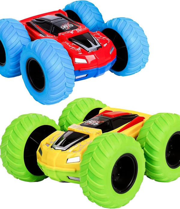 Zimoon Pull Back Car Monster Truck, Inertia Friction Powered Toy, Blue & Green