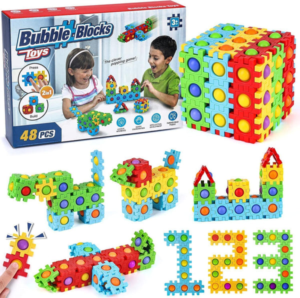 Bubble Blocks Toys for 3+ Silicone Puzzle Games Educational Kids Toys