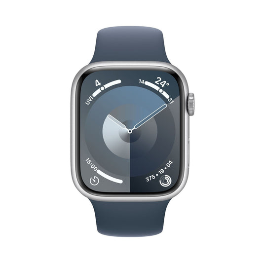 Apple Watch Series 9 (Cellular, 45mm) Silver Aluminium Case + Blue Strap