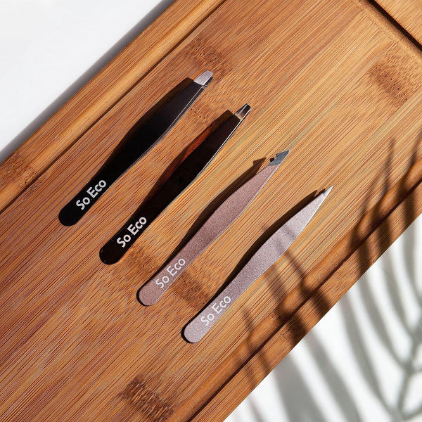 So Eco Rose Gold 4-Pc Combination Tweezer Set, Precision Beauty Tools