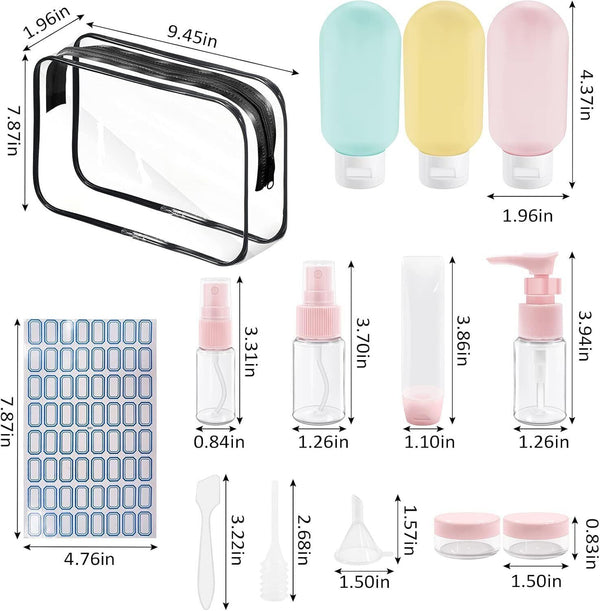 14 PCS Travel Bottles Leak Proof Set for Toiletries BPA-Free Travel Containers