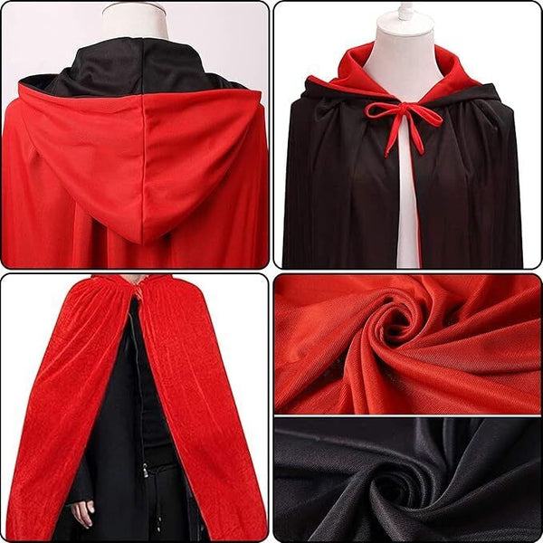 Halloween Vampire Reversible Hooded Witch Cloak Capes Unisex for Adult Kids