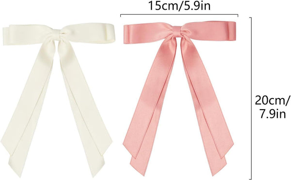 2pcs Big Bow Hairpin For Girls Satin Trendy Hair Clip Barrette Hair Accessories