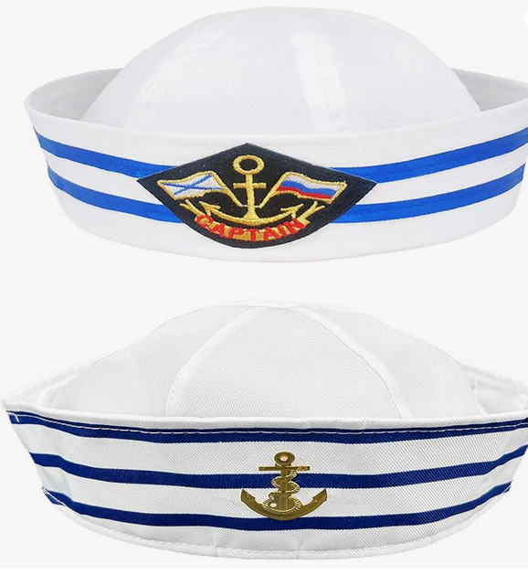 Sailor Hat Set, Captain Sailor Costume Accessories for Adults & Kids